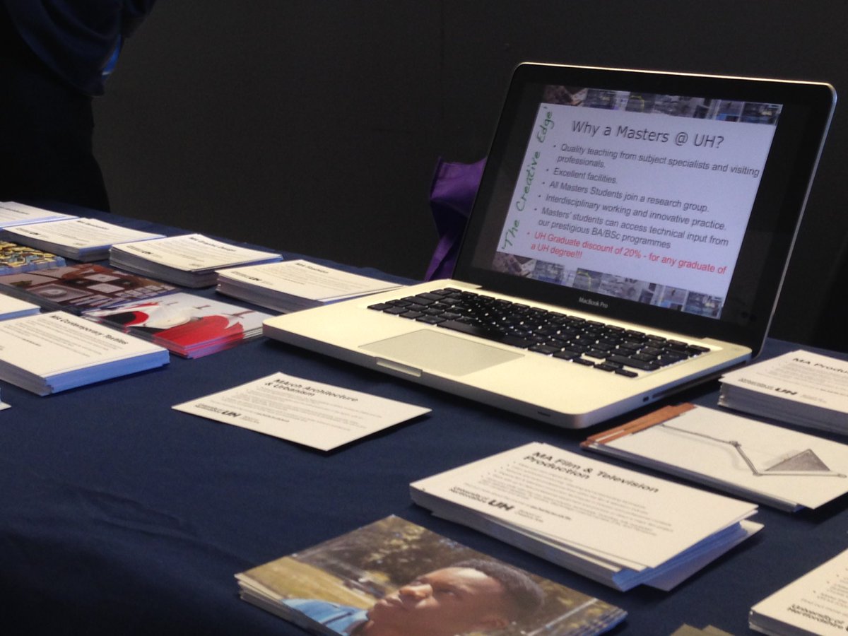 Thinking of postgraduate study...? Come &amp; find out about our exciting courses .<a href="/uhcreatives/">The School of Creative Arts</a> until 3pm today at the Forum as part of the Creative Arts Careers &amp; Employment Fair 2019 <a href="/UniofHerts/">University of Hertfordshire</a>
