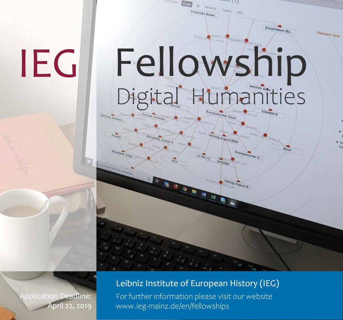 #Announcement #Postdoc #Fellowship #digitalhumanities, 6-12 months, beginning in September 2019 or later, a unique opportunity to pursue your individual research project while living and working in #Mainz ieg-mainz.de/media/public/P… <a href="/DigitHumanities/">Digital Humanities</a> <a href="/_mainzed/">mainzed</a>