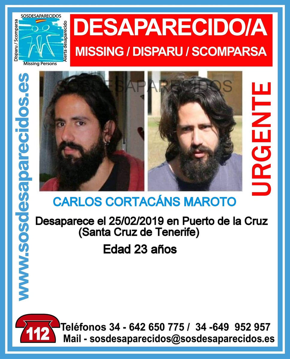 guardiacivil's tweet photo. 🆘#URGENTE⚠️ 

Este es Carlos y ha #desaparecido en Puerto de la Cruz #SantaCruz #Tenerife

Si la has visto llámanos
 ☎062 
 ☎091
 ☎112 

#Colabora, tu RT no cuesta nada y puede ayudarle. https://t.co/yE3Z8aC2mC