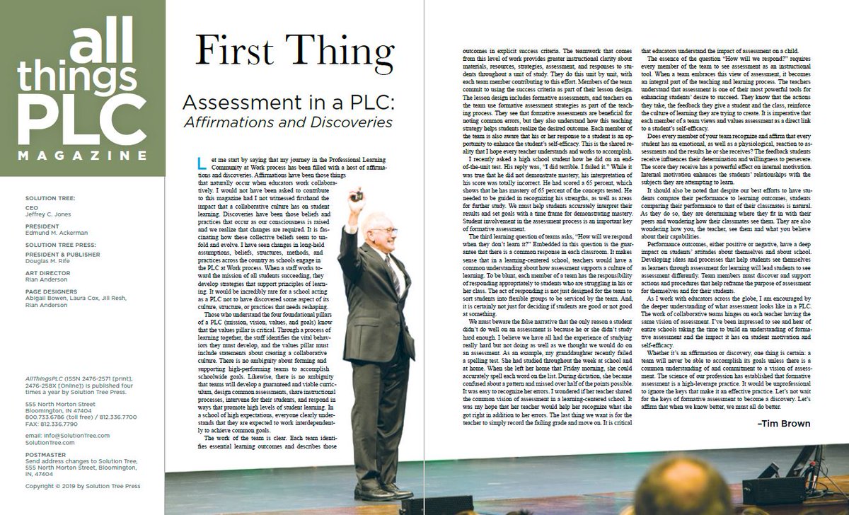 SolutionTree's tweet photo. "It would be incredibly rare for a school acting as a PLC not to have discovered some aspect of its culture, structure, or practices that needs reshaping." Learn more about assessment in a PLC from @ctimbrown in this #atPLC magazine article. https://t.co/8V8J9cOzYt https://t.co/7YXB1KIGpg