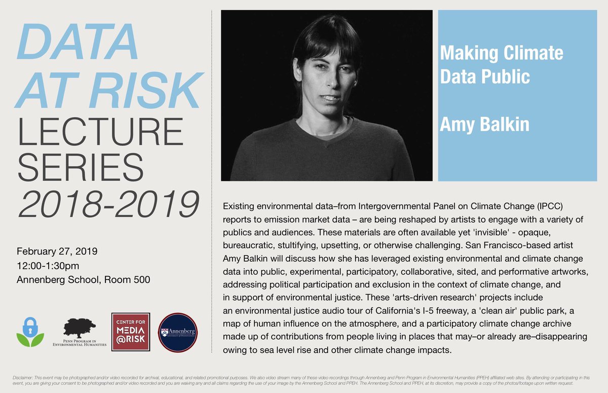 DataRefuge's tweet image. TODAY! #amybalkin joins us at @AnnenbergPenn room 500 for #dataatrisk series, cosponsored by @DataRefuge and @ASCmediarisk lunch will be served! #climatedata