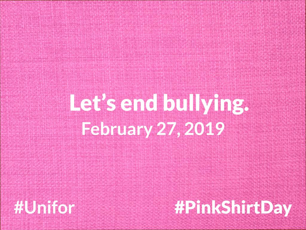 Unifor594's tweet photo. Support #PinkShirtDay by wearing your pink today &amp; being a buddy, not a bully! Together we can work 2 end bullying, especially in schools &amp; workplaces! For more information visit https://t.co/Sc3pO1mDfB #Working594U #Working594Community #Solidarity #ChooseKindness @UniforTheUnion https://t.co/ssCujZVsbK