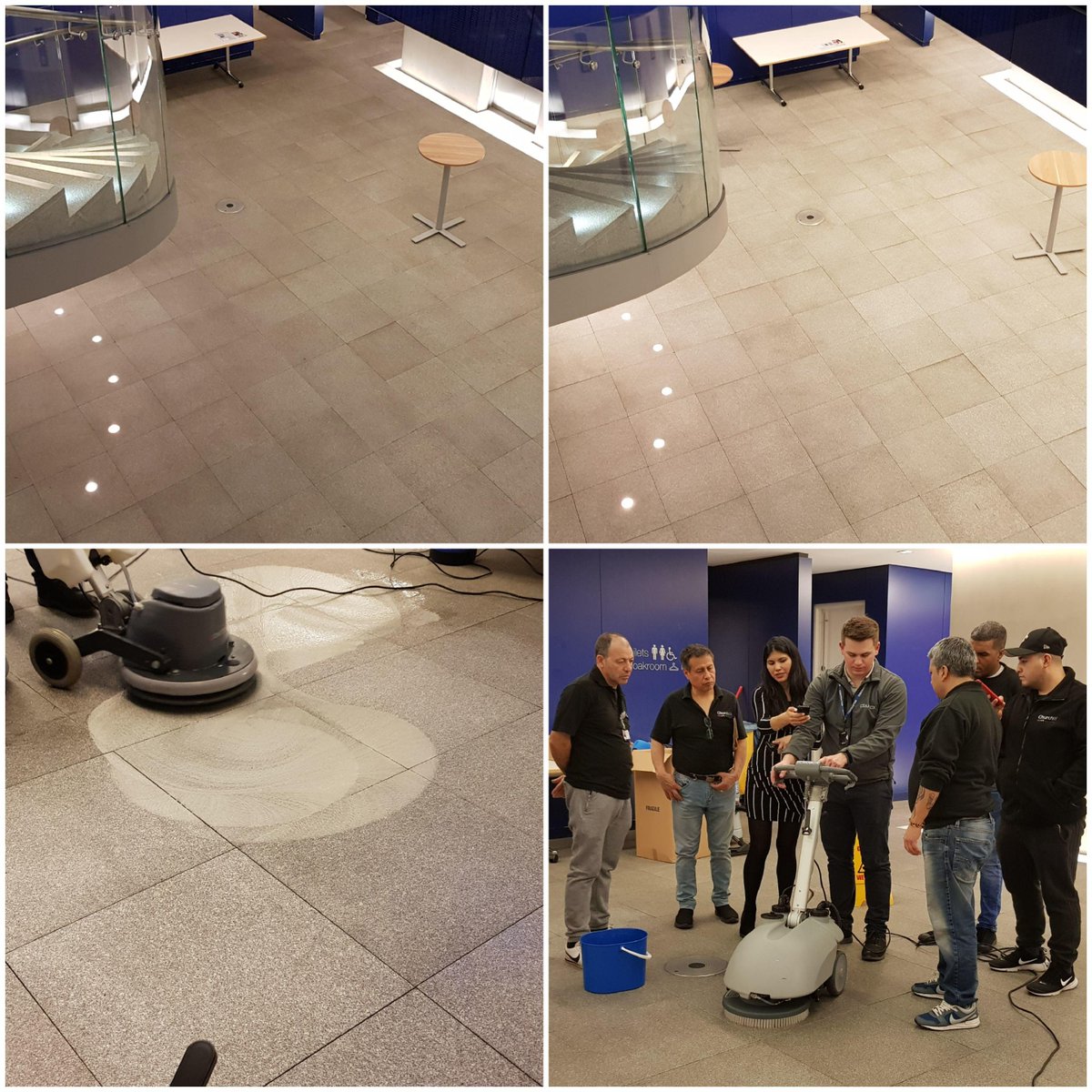 CraftexUK's tweet photo. As part of a nationwide mobilisation last week, we gave operator training to ensure best cleaning practice whilst restoring this granite floor. The #Contour Orbital was used to restore the floor, with the #Scrubex 10:350E to maintain the floor going forwards.
#goingaboveandbeyond https://t.co/P0M1hESSbS