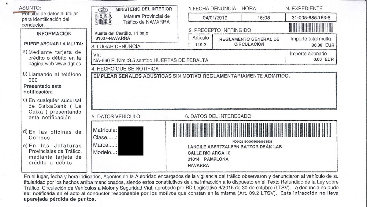 LABnafarroa's tweet image. #HuertaDePeraltaBorrokan gatazkaren harira, Guardia Zibilak eta Azkoiengo Udaltzaingoak hainbat isun jarri dizkiete sindikatuari, langileei eta lagunei.

Ia isun guztiak klaxona jotzeagatik jarri dituzte, hau da, greba mugagabean ziren LANGILEEI ELKARTASUNA ADIERAZTEAGATIK.