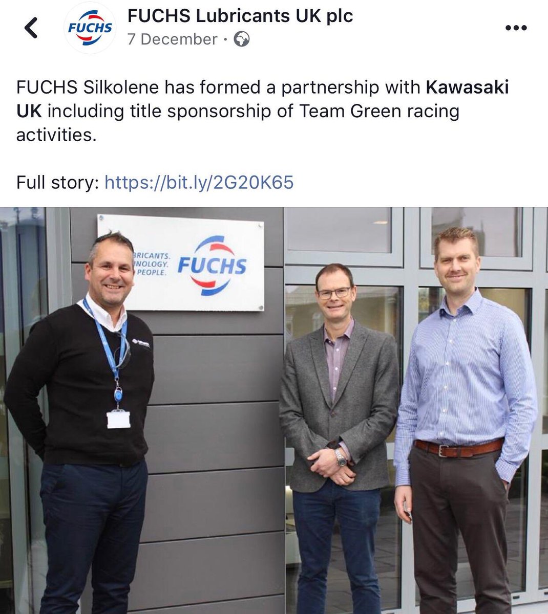 reesracing25's tweet photo. So happy to have the support of @FUCHSLube_UK for 2019, by far the best lubricants on the market! 🤩 Massive thanks for your continued and loyal support. Also amazing that they have formed partnership with @Kawasaki_News including title sponsorship of @UKTeamGreen activities 🙌🏼🏁 https://t.co/kt14ucnppg