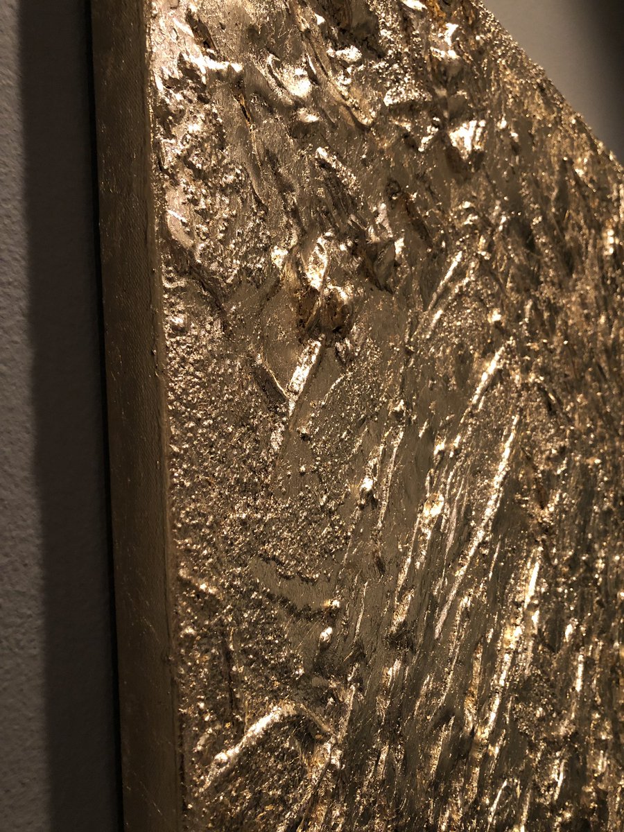 Mark Rothko said “I paint large pictures, to paint a small picture is to place yourself outside the experience, however you paint the larger picture, you are in it” 48”x36” sculptural on canvas ...”Gold Soul”  #gold #abstract #goldleafart #sculpturalpainting #abstractart