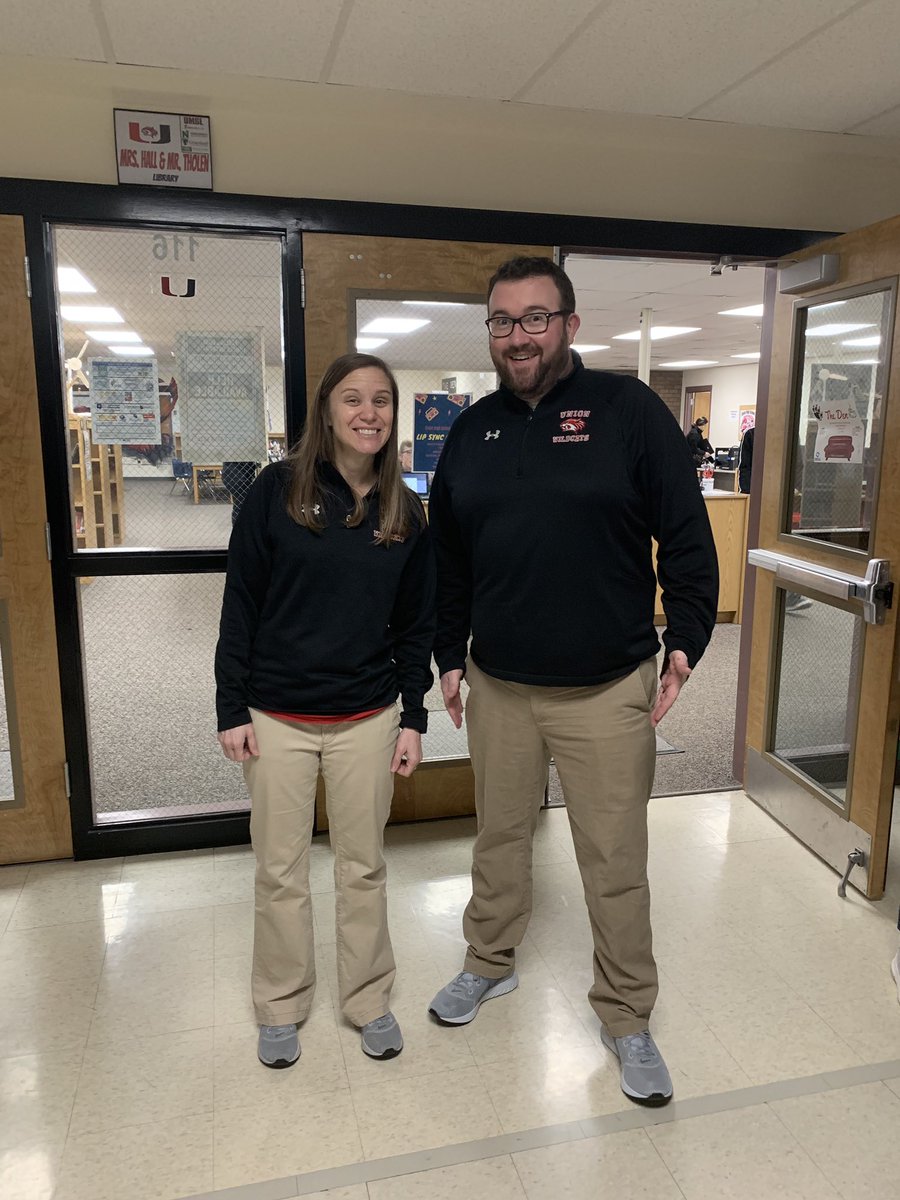 taylortholen's tweet photo. At Union High School it’s considered a sign of good luck to twin with a coworker.  Exhibits A &amp; B.  #UnionRXI @UnionHighCats @CoachLampkin @Amyhall2432 https://t.co/JnXsfx1lTP