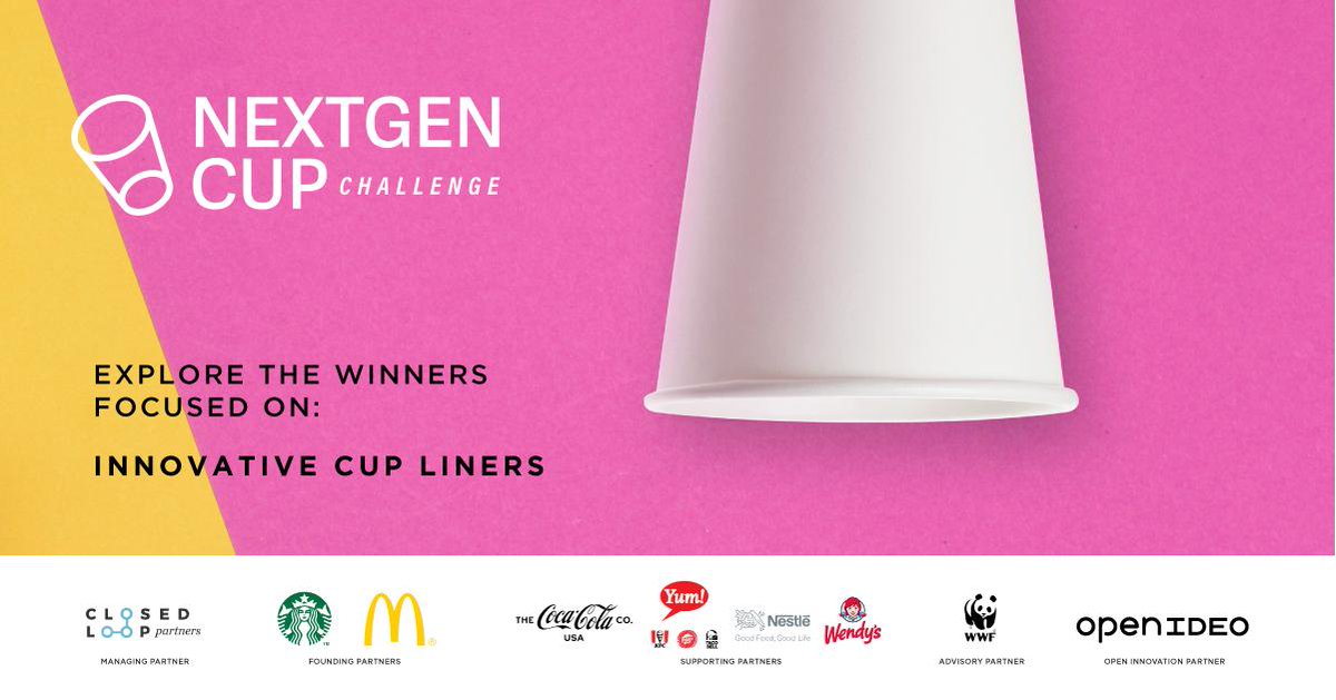 Nestle's tweet photo. Every year, 250 billion cups are produced. Many end up in landfill. Winners of the #NextGenCup Challenge are looking to turn things around through sustainable design ideas and concepts – taking us a step closer towards a waste-free future. More info here! https://t.co/lz6JtWdpam https://t.co/SwGmqVNjfY