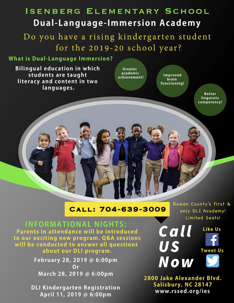 Exciting News!!!  Find out more about Rowan County's FIRST Dual-Language Immersion Academy <a href="/IESGators/">Isenberg Elementary</a> on Feb 28 at 6 pm!  Join us and learn more...
<a href="/IESprincipal23/">marvin moore</a>  <a href="/lynn_moody/">Lynn Moody</a>