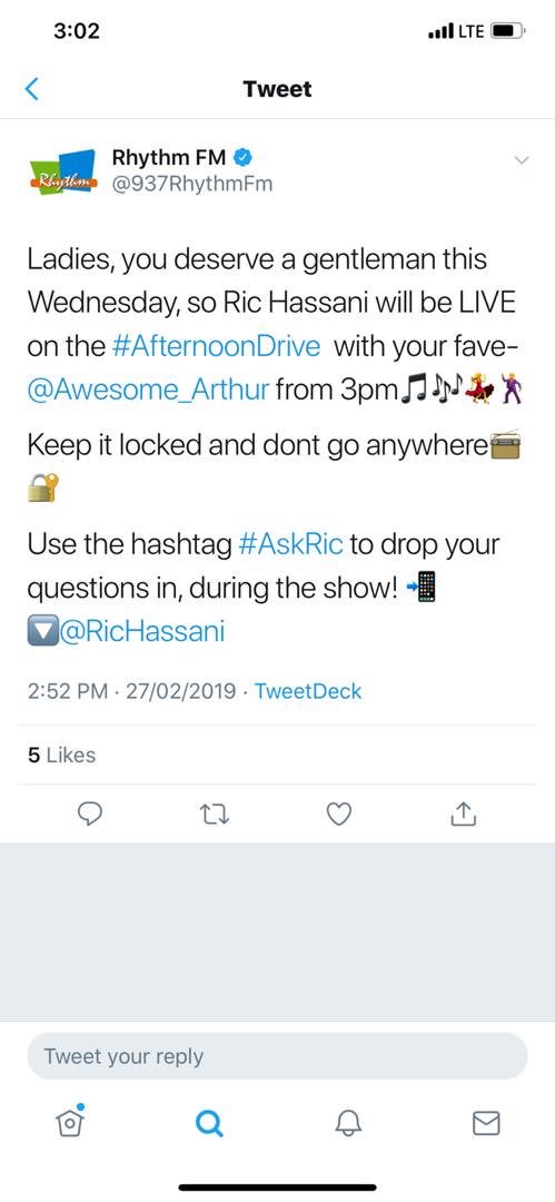 RicHassaniFans's tweet photo. Incase you missed out and didn’t get to call our fav earlier today, this is another chance so tune in and use the hashtag #AskRic to drop questions ❤️🌹😍 https://t.co/SnLuEhW1nj