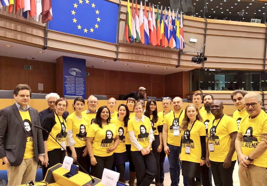 AmnestyUK's tweet image. Our Amnesty delegation at #7CongressECPM @Europarl_EN bringing attention to Atena Daemi's case - jailed in #Iran for criticising the #DeathPenalty. #freeAtena