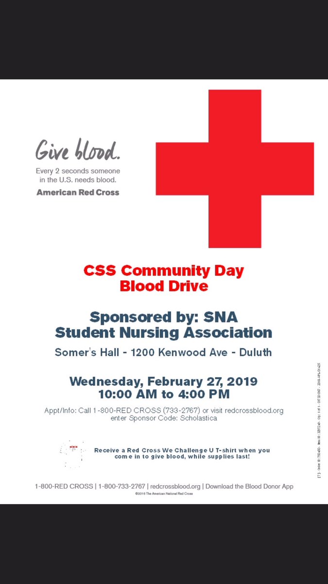 CSS_SNA1912's tweet photo. Help save lives!! 💉
Come donate blood today from 10-4 in Somer’s Lounge on campus! https://t.co/uT9TApkKzw