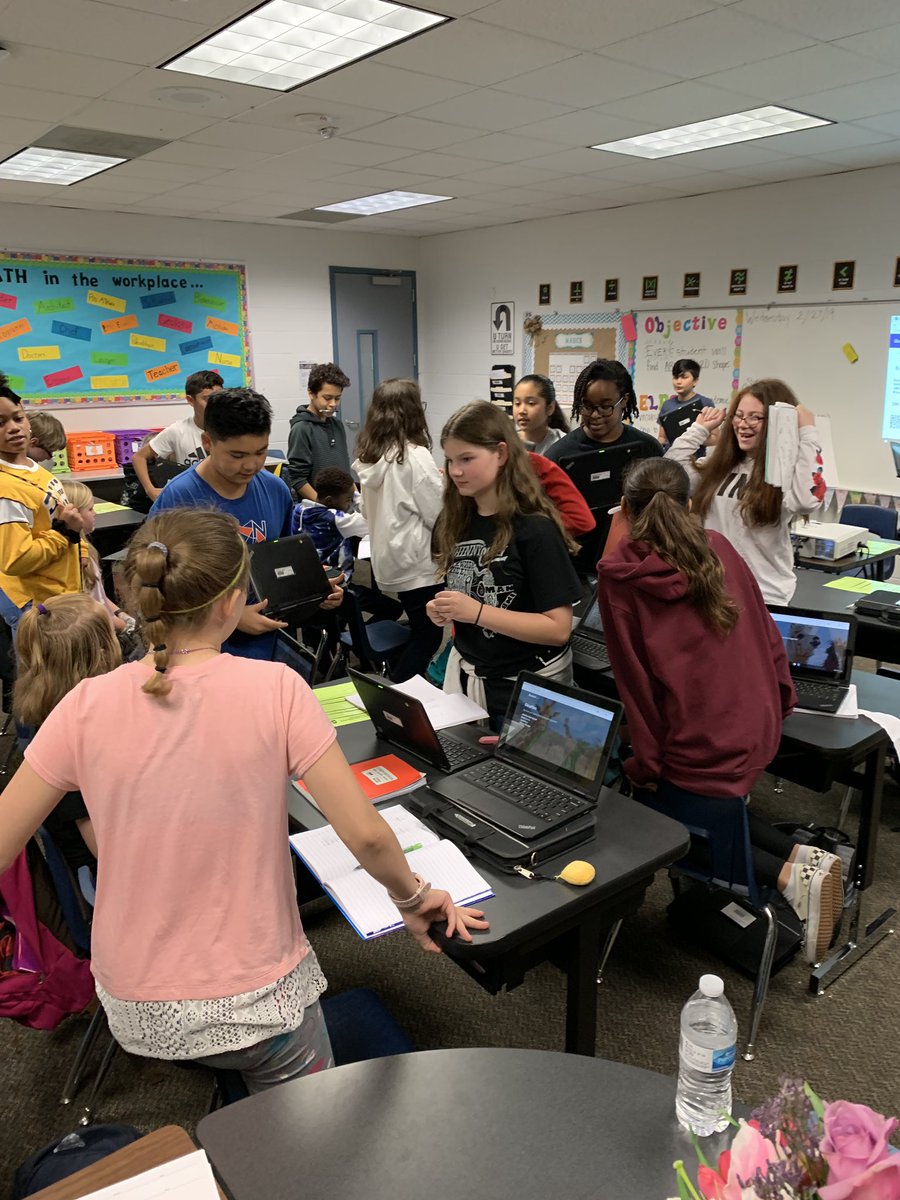 LSmithKISD's tweet image. It may look a little chaotic, but we’re just re-grouping for QUIZLET LIVE!!! #HISMustangNation #sixthgrademathrocks #mathisfun
