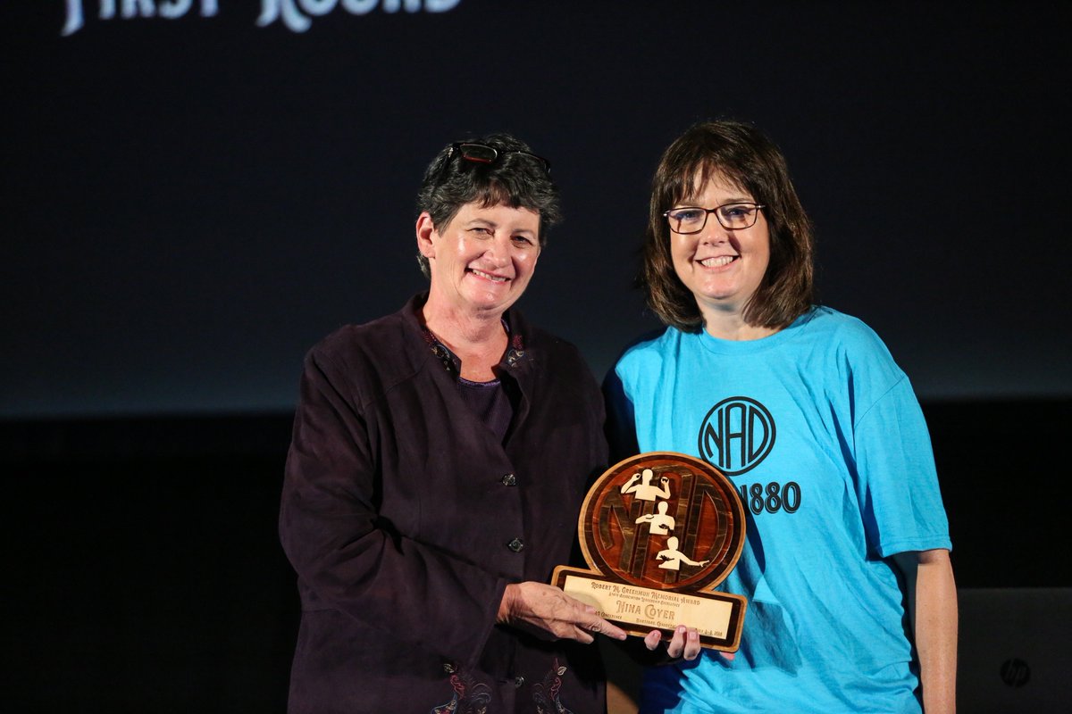 NAD1880's tweet photo. For excellent contribution to the Kentucky Association for the Deaf, Nina Coyer was presented the Robert M. Greenmun Memorial Award at the #NAD2018 Conference. #awardspotlight https://t.co/JKB1rNLLmR