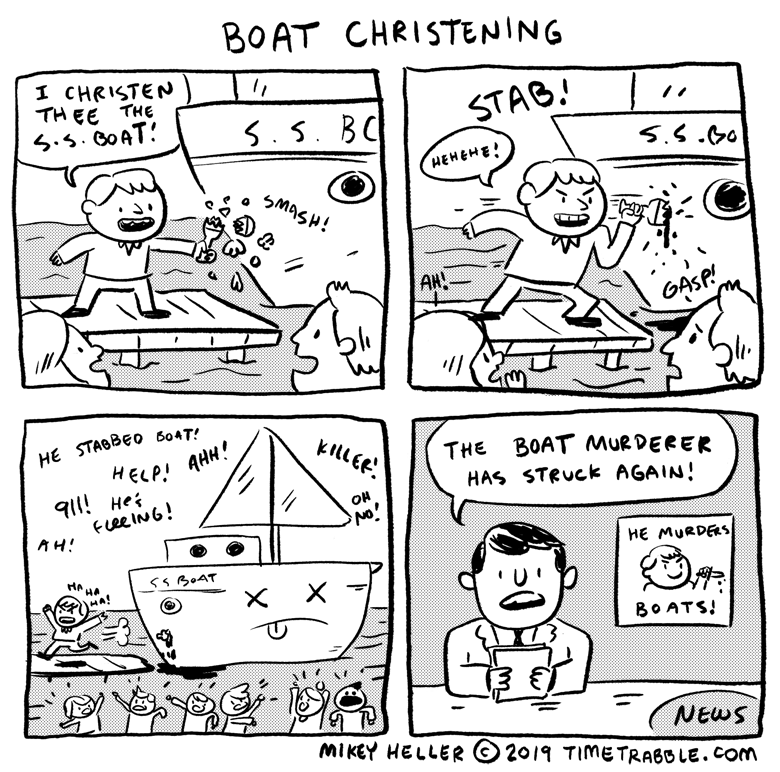 i drew a comic about a boat christening 