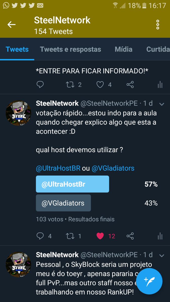 RedeSteel_'s tweet image. Como a maioria votou , @UltraHostBR será nossa Hosting!