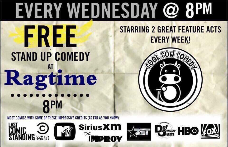 Don’t forget tonight is our weekly FREE comedy show at <a href="/RagtimeInfo/">Ragtime Restaurant</a> in Arlington VA. Come out for the great food and drinks and stay for some laughs! Starts at 8pm!! @ArlingtonCPRO