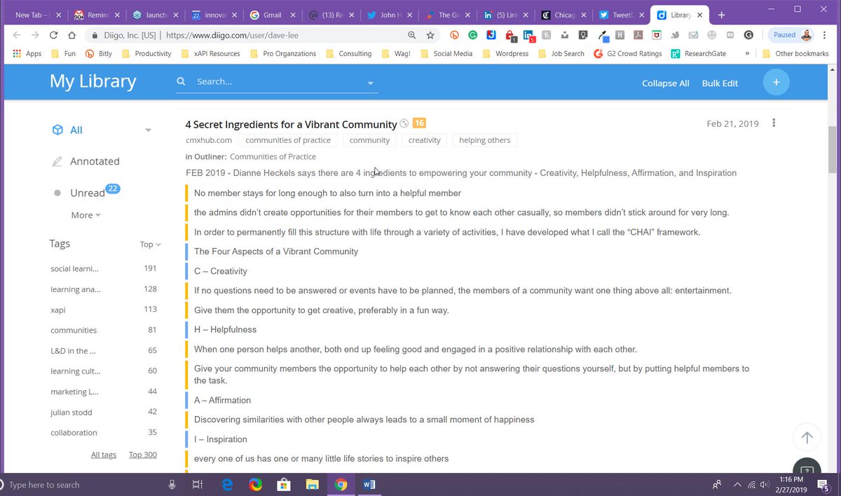 rethinkLnD's tweet image. A0) a shot of my Diigo notes. #pkmchat