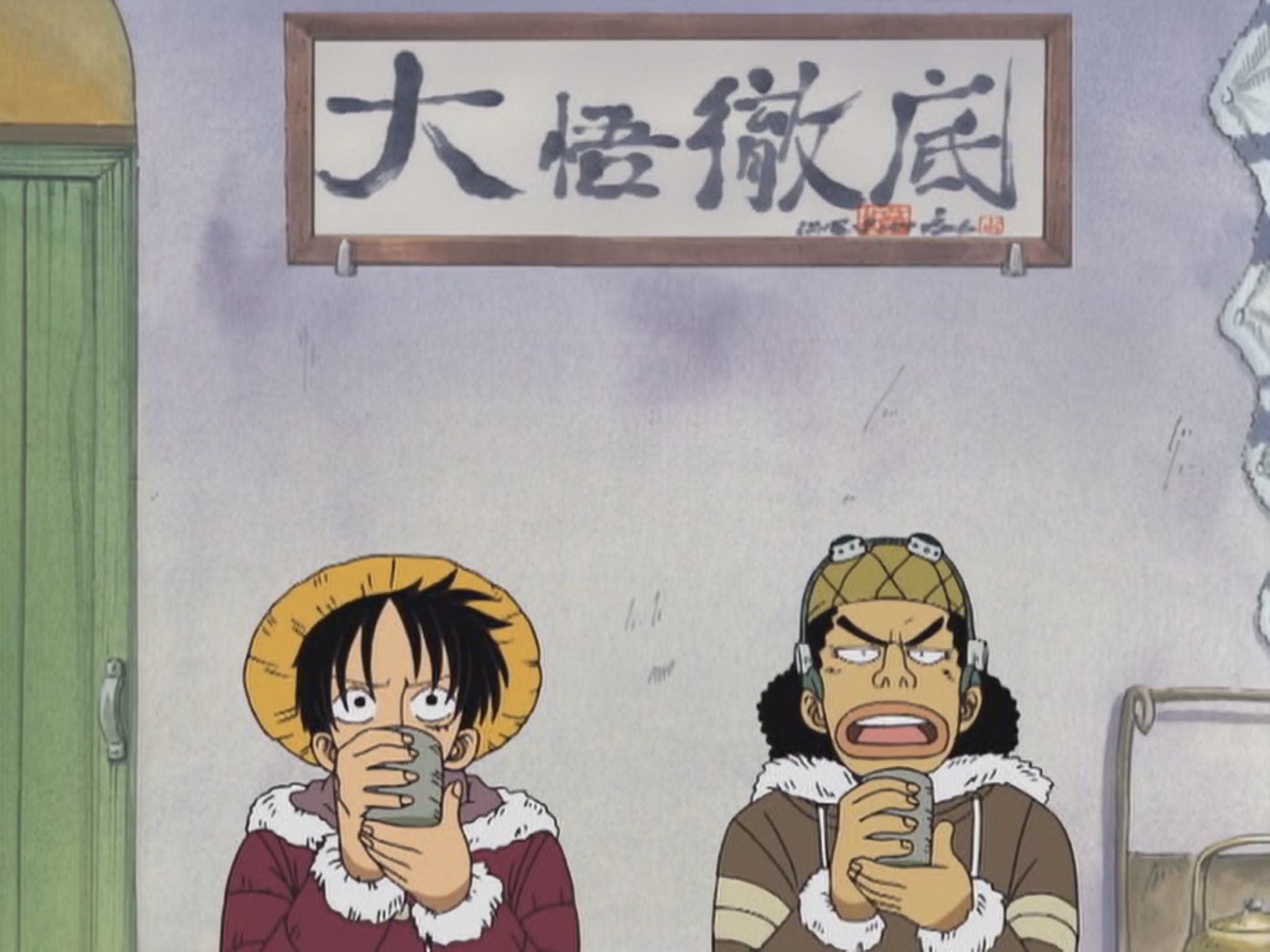 トシ ପ ଓ Indeedjapan インディードさんは ワンピース詳しく読んでる人が 大悟さん採用したのかなー と思いました この場面は ドラム島でナミが熱出て ベットで安静にしてる時 ルフィとウソップがお茶をゆっくり飲んでるとこです