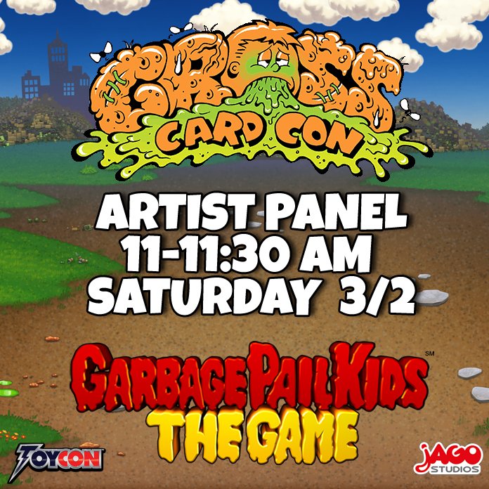 gpkgame's tweet photo. We are so excited to be attending Gross Card Con @VegasToyCon this weekend and sharing the stage with legendary #garbagepailkids artists @ZapataJeff @JoeSimko @LayronDeJarnett @davidgrossgpk @Scheres and more! https://t.co/CNUhQjI4ro https://t.co/XMGaSW3SpN