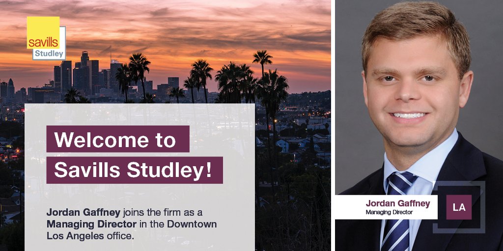SavillsNA's tweet image. #SavillsStudley welcomes Jordan Gaffney, managing director, to the Downtown #LA office.