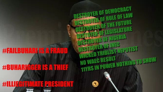 PObiHQ's tweet photo. @DOlusegun #FAILBUHARI IS A THIEF

#BUHARIGGERS ARE THIEVES

#POVERTYCELEBRITIES

#LIFELESSILLITERATES

#POVERTYCELEBRITIES

#PMBWonSelectionButLostIntegrity
#BuhariShould
#NigeriaDecided2019
#ATIKUWON https://t.co/7iOyL9A7sL