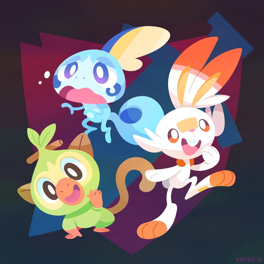 Versiris's tweet photo. The new Gen 8 starters!! 💜 #PokemonSwordShield https://t.co/QJyp5wBJSt