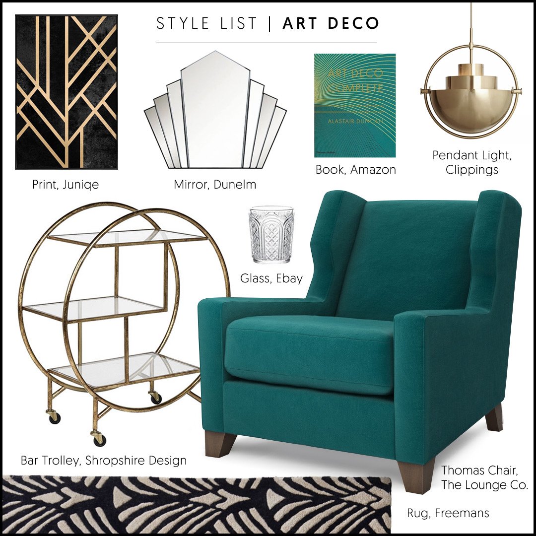 the_lounge_co's tweet image. Style List | Channel the glamour of the 1920s with shades of emerald green and vintage brass. Choose geometric shapes and luxe textures. Shop Thomas: bit.ly/chair-thomas #artdeco #velvetchair #statementchair