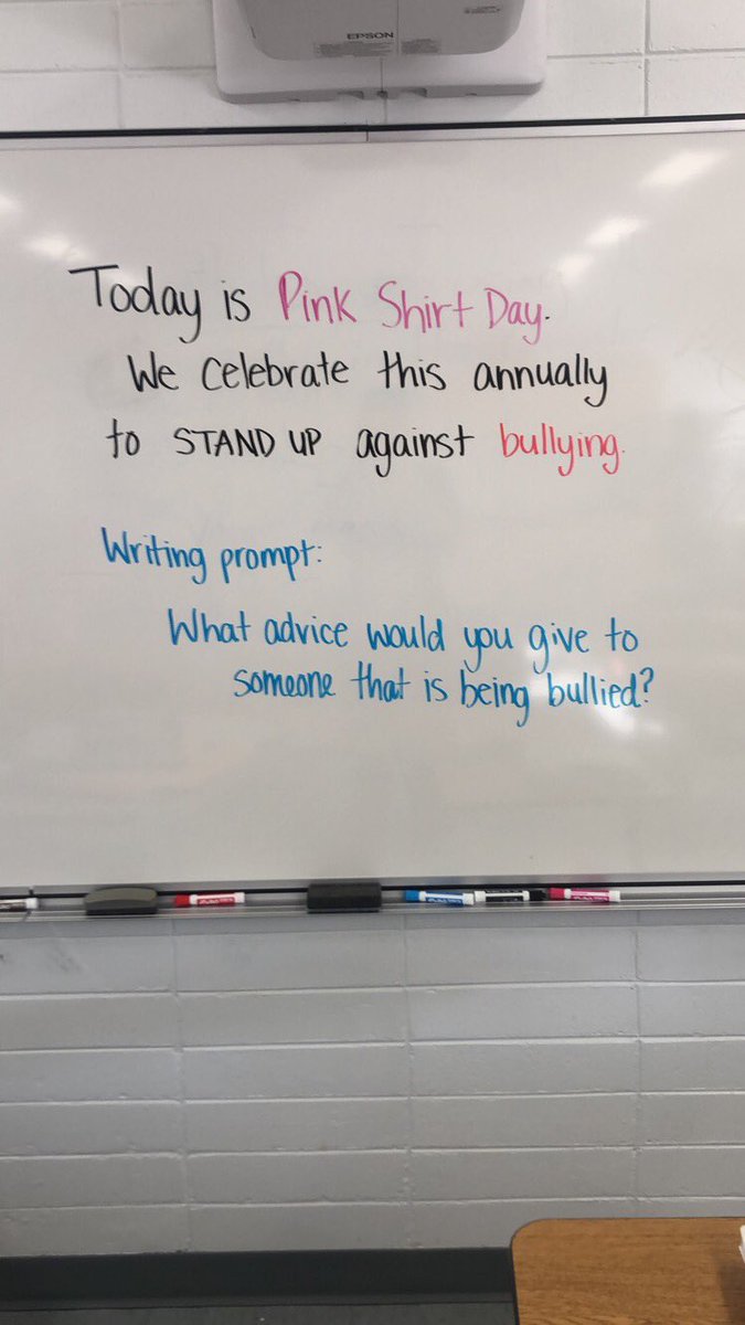 misshitchens's tweet photo. In celebration of #PinkDay we discussed #AmandaTodd and her story! What advice would you give someone that is being bullied? #BeSomeonesHero @AToddLegacy @GraysonSchoolSK @GSSD204 https://t.co/T48dJhP3ke