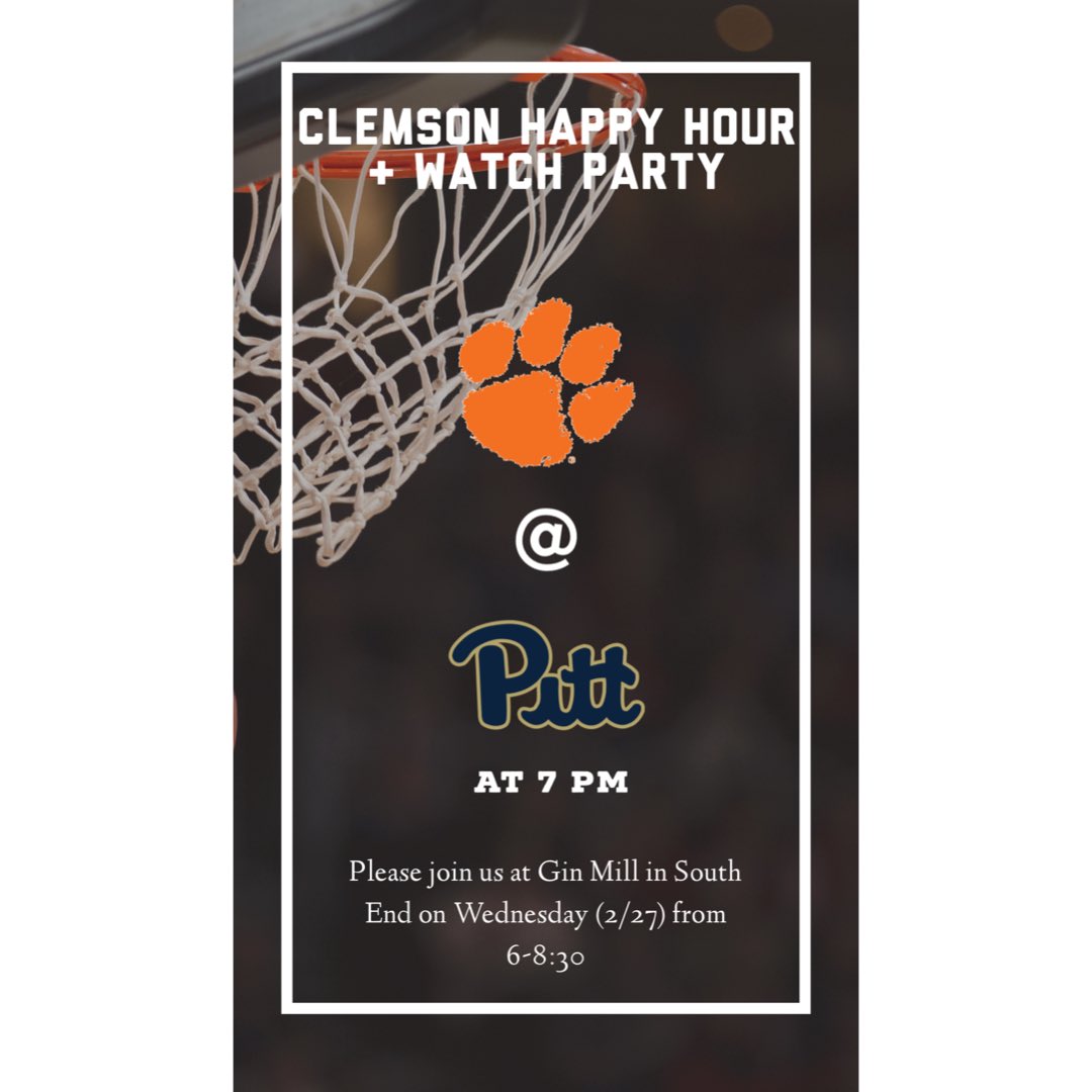 CLT_ClemsonYA's tweet photo. Come see us today @TheGinMill as the Tigers take on Pitt in basketball #GoTigers https://t.co/vWRANTbEtV