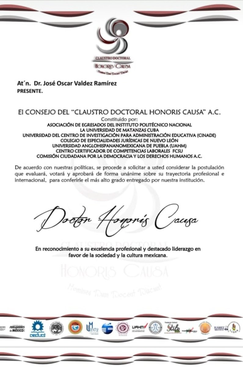 drjoseoscarv's tweet photo. Agradezco al #ClaustroDoctoralHonorisCausa por tan grata distinción, Bendiciones. #MatanzasCuba https://t.co/MJWHESrKR1