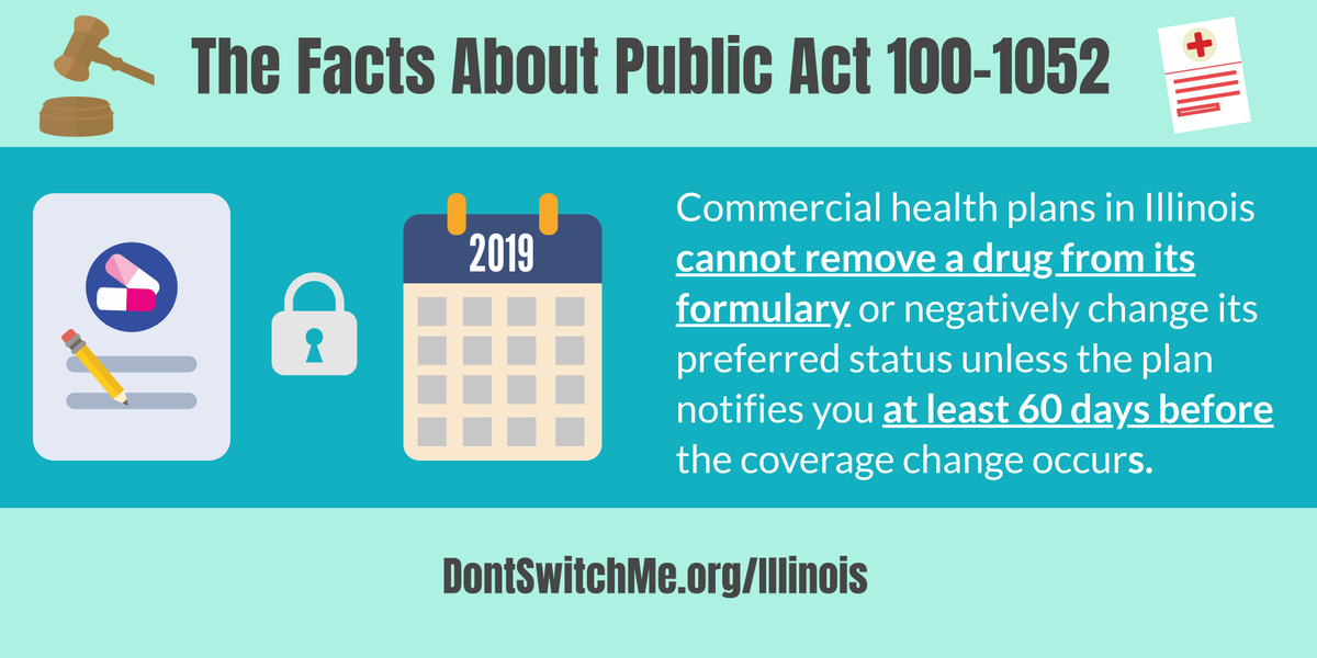 IllinoisDoctors's tweet photo. Patients: Commercial insurance plans in IL can no longer switch your drug coverage during the plan year without notice! This includes raising prices or denying previously-covered drugs #DONTSWITCHME https://t.co/uRCLkJs3Ff
