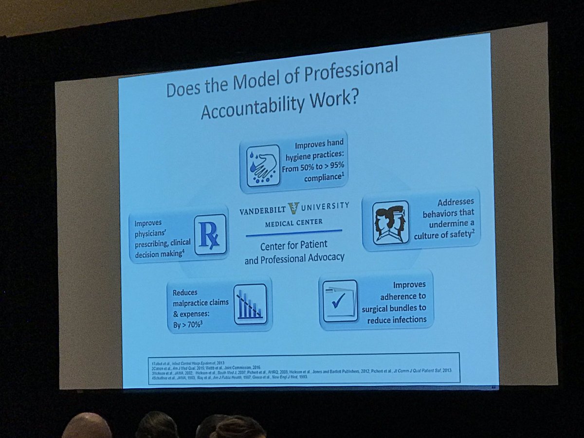 GinnyJacobs_UMN's tweet photo. Vanderbilt’s program promotes professional accountability. Success is attributed to high degree of integration &amp; institutional buy-in. Dramatic decrease in # and cost of patient claims since introduction of Patient Advocacy Reporting System. (i.e. it pays dividends. #sacmemeeting https://t.co/udvXEY6VMe
