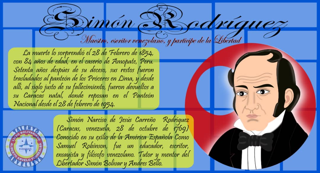 cbitaat's tweet photo. Infografia #SimonRodriguezEternoMaestro muere un 28 de febrero, fiel participe de la libertad de Venezuela 
@cpsetBarinas @Fundabit @FundabitBarinas @fundabitbarina1 @vane_prieto @aristobulopsuv @lbaat https://t.co/0mfSvxRgh3