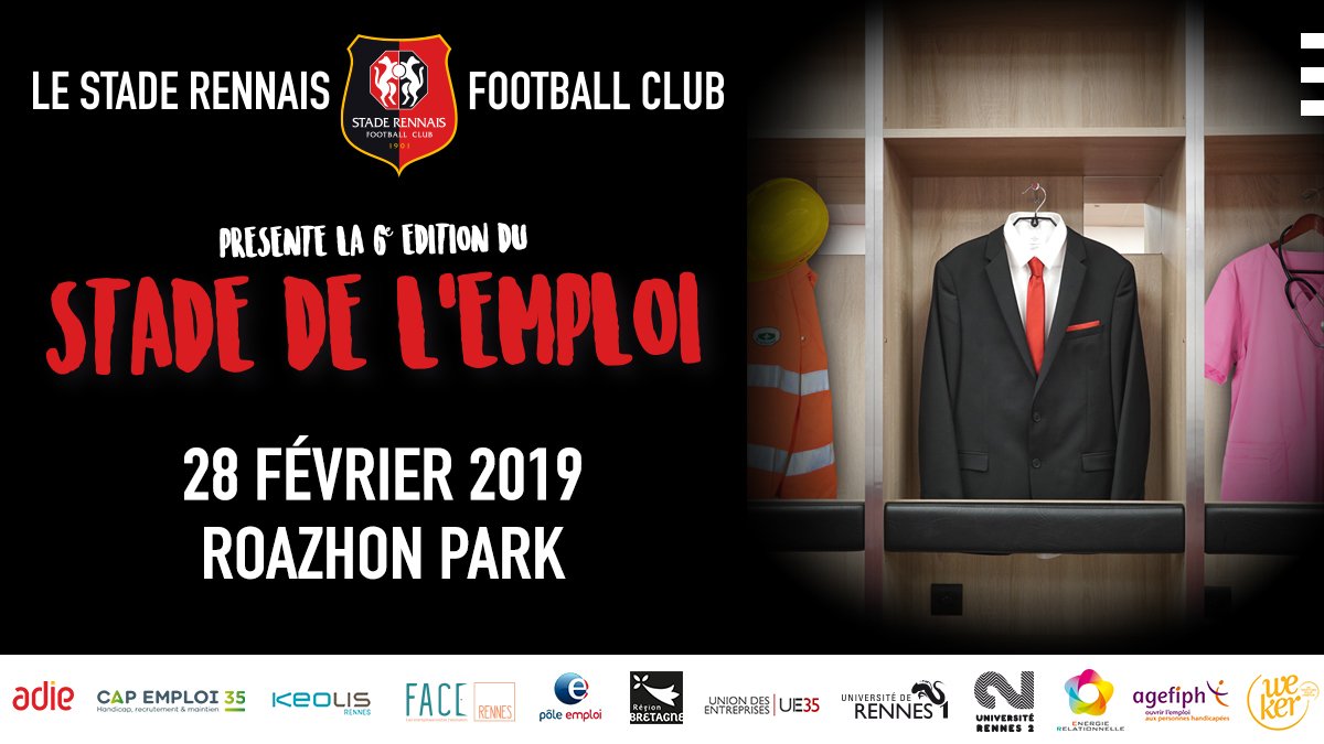 Demain #Hélys sera en rouge et noir ! Présent pour la 6e édition du  #StadedelEmploi organisé par le #StadeRennais => STAND 39
 De nombreux postes à pourvoir #CDD #CDI et découvrez le travail à #tempspartagé Accessible et gratuit pour tous de 9H à 18H.