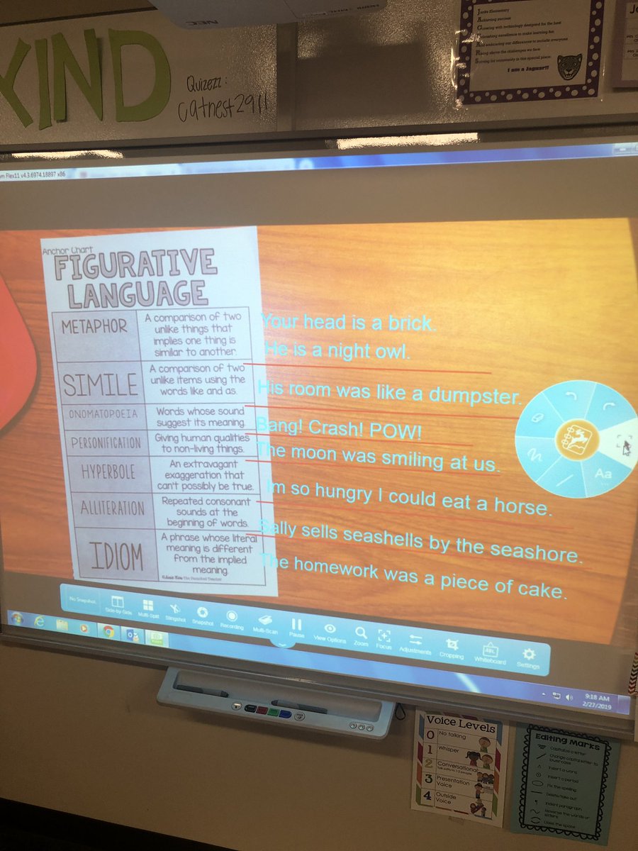 TeamSmith1996's tweet photo. Look who I found using her new hover cam to project figurative language examples. @MrsChristalMJE @MJEjags @MJE4thGrade #kranzred #twitterbattle19 https://t.co/wkv75q9MmH