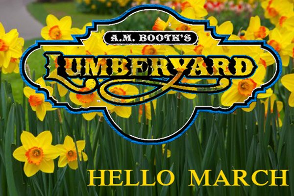 So Much Going On in March - amboothslumberyard.com 
Great beer is only a part of our menu; guest chef, jambalaya, gumbo, an Irish stew, a feast on the Ghosthunter Mystery Train, with more music this month than any other.