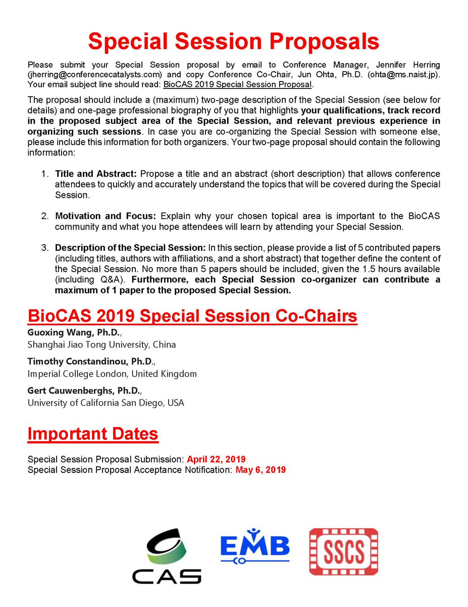 #BioCAS 2019 Call for Special Sessions!
 #research #medicine #sciences #engineering #engineers #medical #healthcare  #IEEE #Nara #Japan