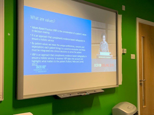 salfordrads's tweet photo. Watching Ruth Strudwick presenting on VBP #ECR2019 from the live stream @salfordrads- high quality stream for our #VirtualECR @UoS_HealthSoc @SCoRMembers https://t.co/6tE1xixY71