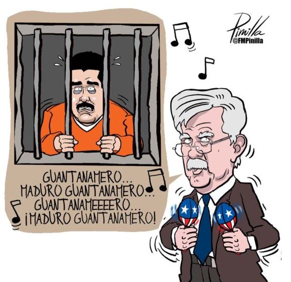 robertarampton's tweet photo. John Bolton has some new art on his West Wing wall: a caricature by @FMPinilla in which he shakes maracas as he dreams of Maduro behind bars. We've got the backstory here: https://t.co/lWTNhdn4Nk https://t.co/fHYeUAK2dG