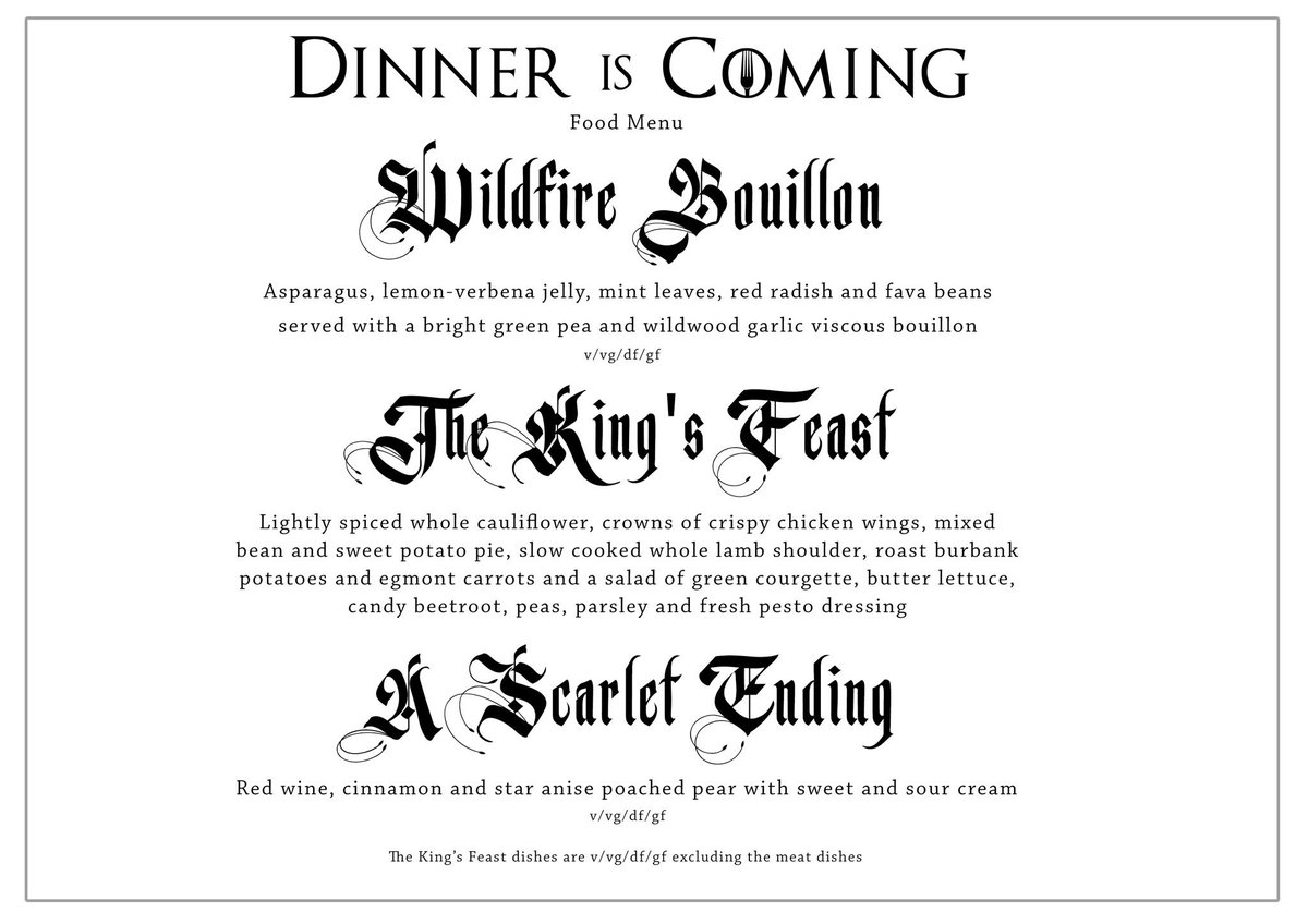 dinneriscoming1's tweet photo. Are you hungry? As Dinner is Coming and murder is on the menu... π₯π΄π₯ @thevaultsuk #dinneriscoming #dic #got #gotdic #GameOfThrones #gameofthronesfans https://t.co/ZcHkF9RNAr