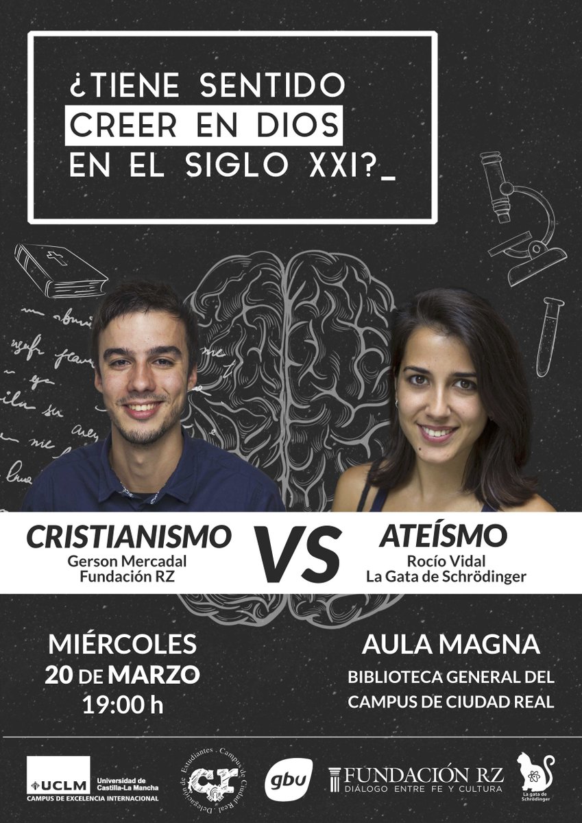 fundacionpontea's tweet photo. ¿Cristianismo o ateísmo? Para muchos, es una de las grandes preguntas de nuestro tiempo. @GBUCiudadReal​ ha organizado este diálogo el 20/03 en la @uclm_es con Rocío Vidal, divulgadora del pensamiento crítico, para dar razones de nuestra forma de entender la vida y la realidad. https://t.co/qHCNdq0bmu