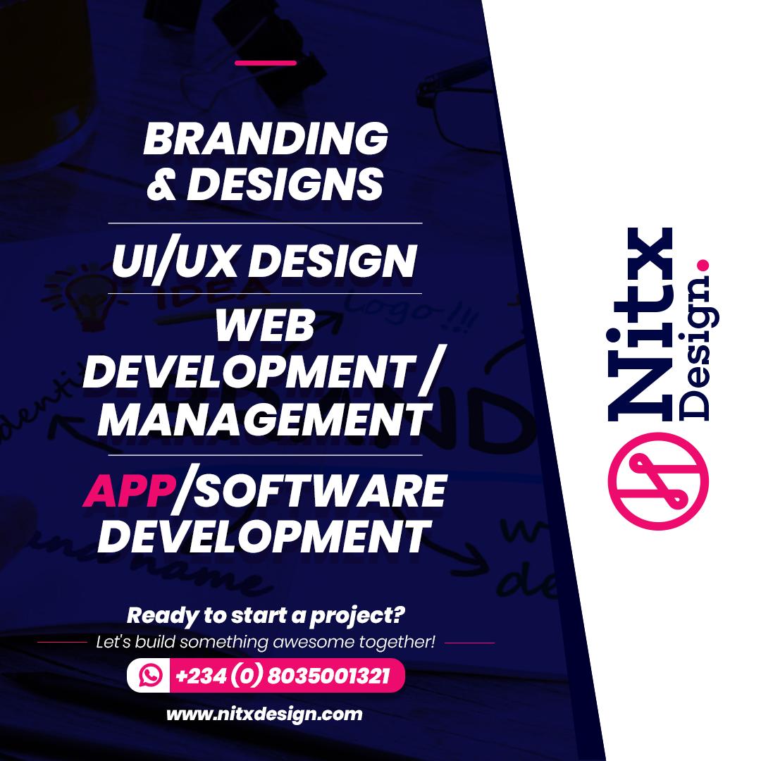 NitxDesign's tweet photo. Branding persuades customers to pay a premium for your products &amp; services. Let's design &amp; build something awesome together.
#branding
#lagosnigeria
#lagos
#graphicdesign
#functionaldesign
#webdevelopment https://t.co/DJ30oa7cMb