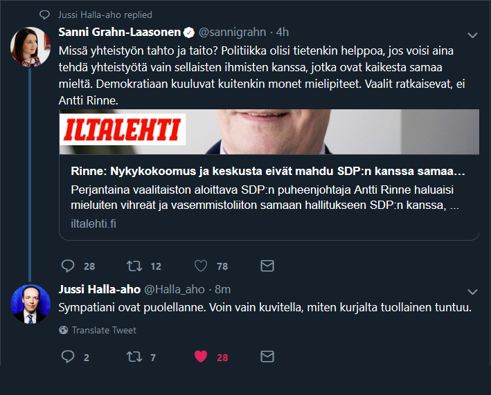 Huopainen's tweet photo. Yhteistyön tahto ja taito. Sympatiat! https://t.co/9dBXL1XeVt