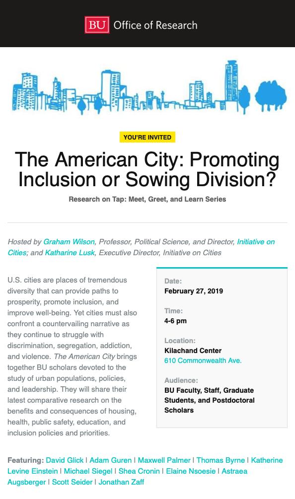 Don't miss today's @BUonCities Research on Tap event in our Eichenbaum Colloquium Room!  #ResearchonTap #BUResearch