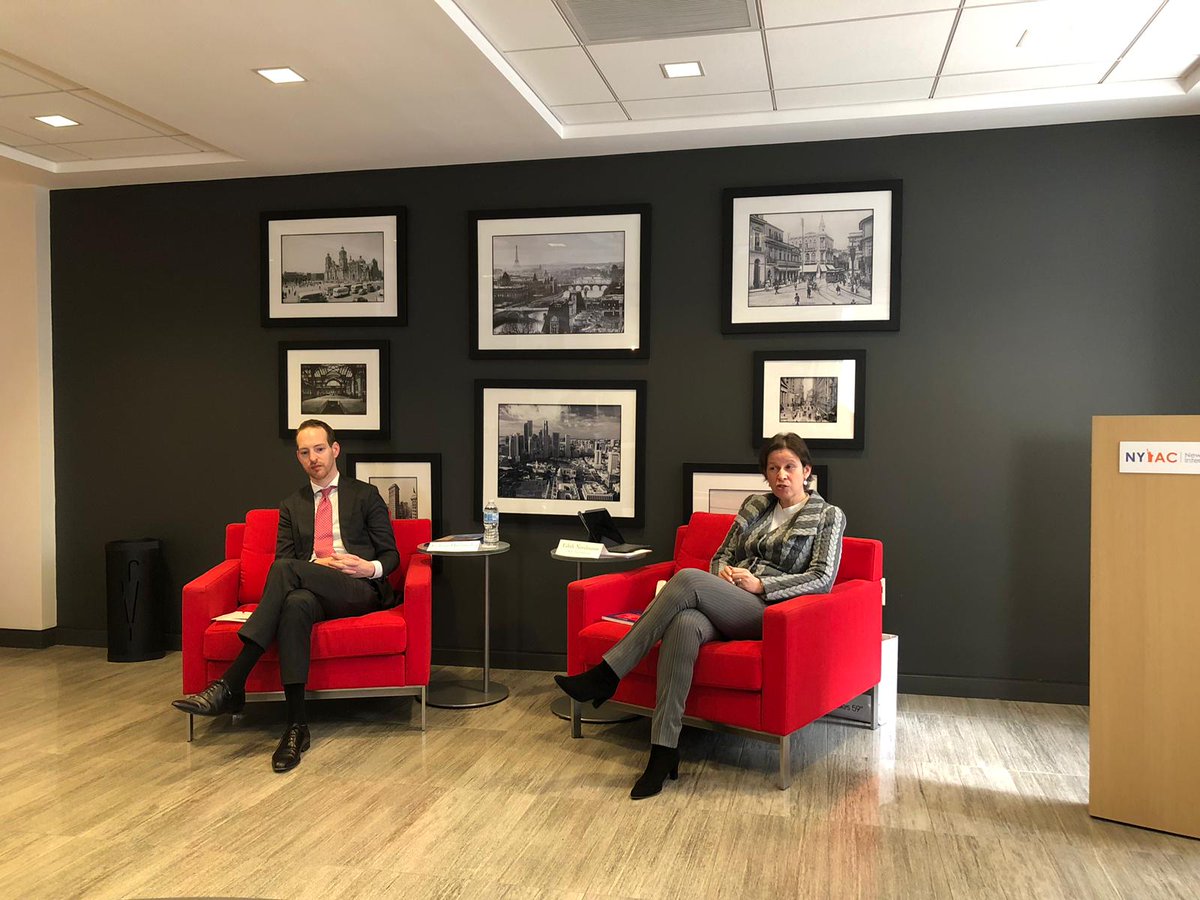 NLinNY's tweet photo. Interesting presentation by Edith Nordmann of @ACG_Inter and Jochem Hummelen of @NautaDutilh about the Netherlands Commercial Court, a very effective new judiciary in Amsterdam for proceedings in English under Dutch law, launched in January 2019. @NethComCourt https://t.co/htDNvaDAIf