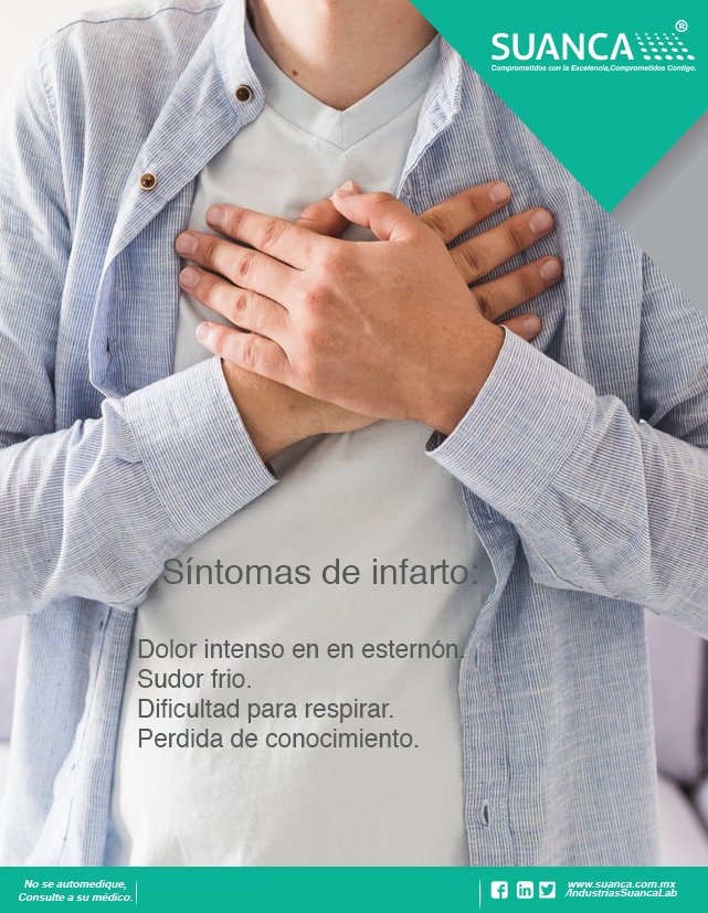 Los mexicanos se infartan en promedio a los 60 años, independientemente del síndrome coronario,del total,80% son hombres, de ellos,50% padece hipertensión, entre 45 y 46% son diabéticos, 50% tiene antecedentes de tabaquismo
Visita regularmente a tu médico.#NosotrosCuidamosTuSalud