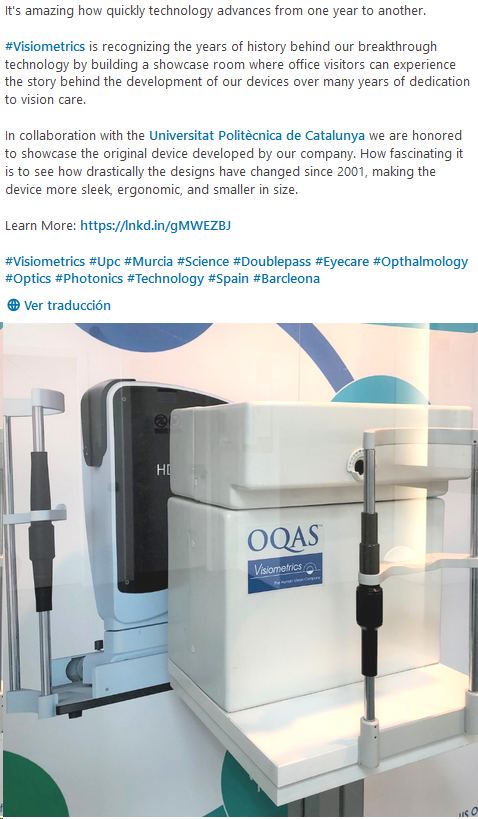 VisiometricsEye's tweet photo. It's amazing how quickly technology advances from one year to another.
Check out our @LinkedIn post for more info! https://t.co/jBNYGOCsX8
#Visiometrics #Upc #Murcia #Science #Doublepass #Eyecare #Opthalmology #Optics #Photonics #Technology #Spain #Barcleona #OQAS https://t.co/r8BqLHoq5s