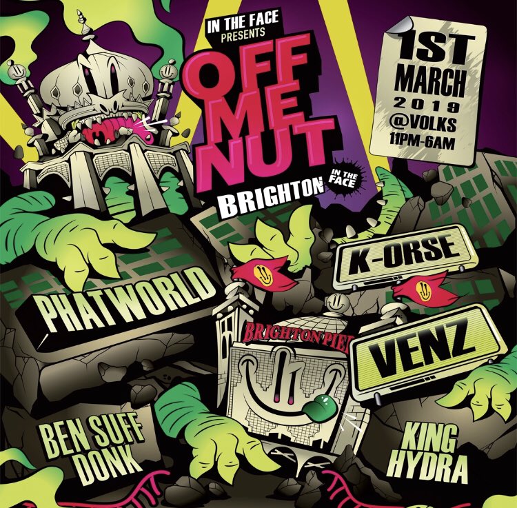 This Friday <a href="/offmenutrecords/">Off Me Nut</a> hits Brighton for a mega takeover with <a href="/Phatworld0114/">Phatworld</a> <a href="/venz_omn/">VENZ</a> <a href="/bensuffdonk/">BEN SUFF DONK</a> and more down &amp; playing the bangers #Brighton #bass