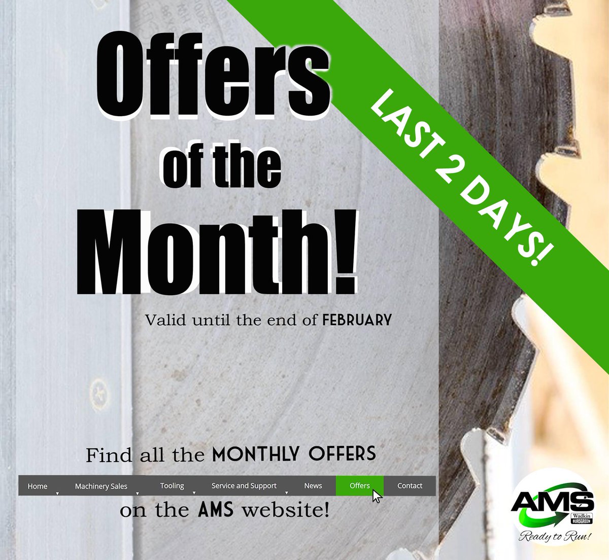 AdvancedMachine's tweet photo. Last two days to take advantage of the February offers!ππ
Find out all the AMS February offers on the link below:
https://t.co/QApA0sepG0
#wadkin #wadkinbursgreen #AMSOffers https://t.co/aOk9OLkybi